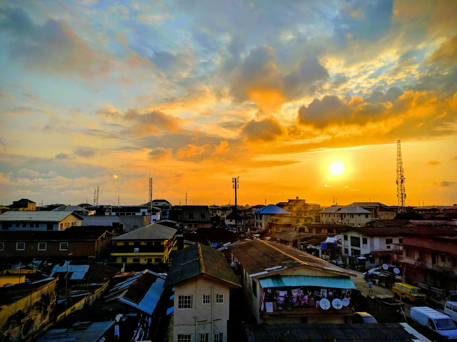 Sunset over the rooftops of Accra